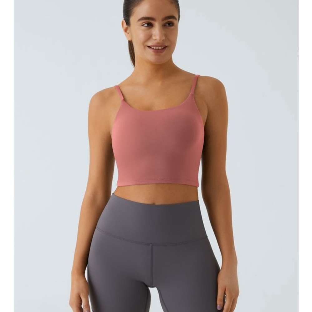 Halara dusty rose pink workout cropped tank top.